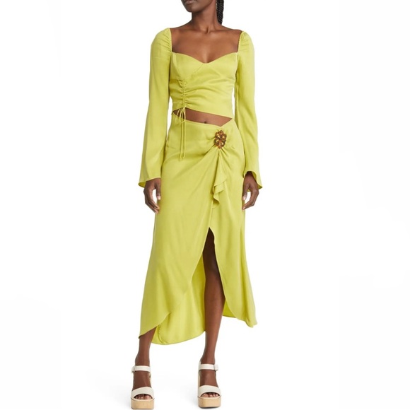 FOR LOVE & LEMONS REVOLVE GREEN CUTOUT MIDI DRESS - Picture 13 of 14